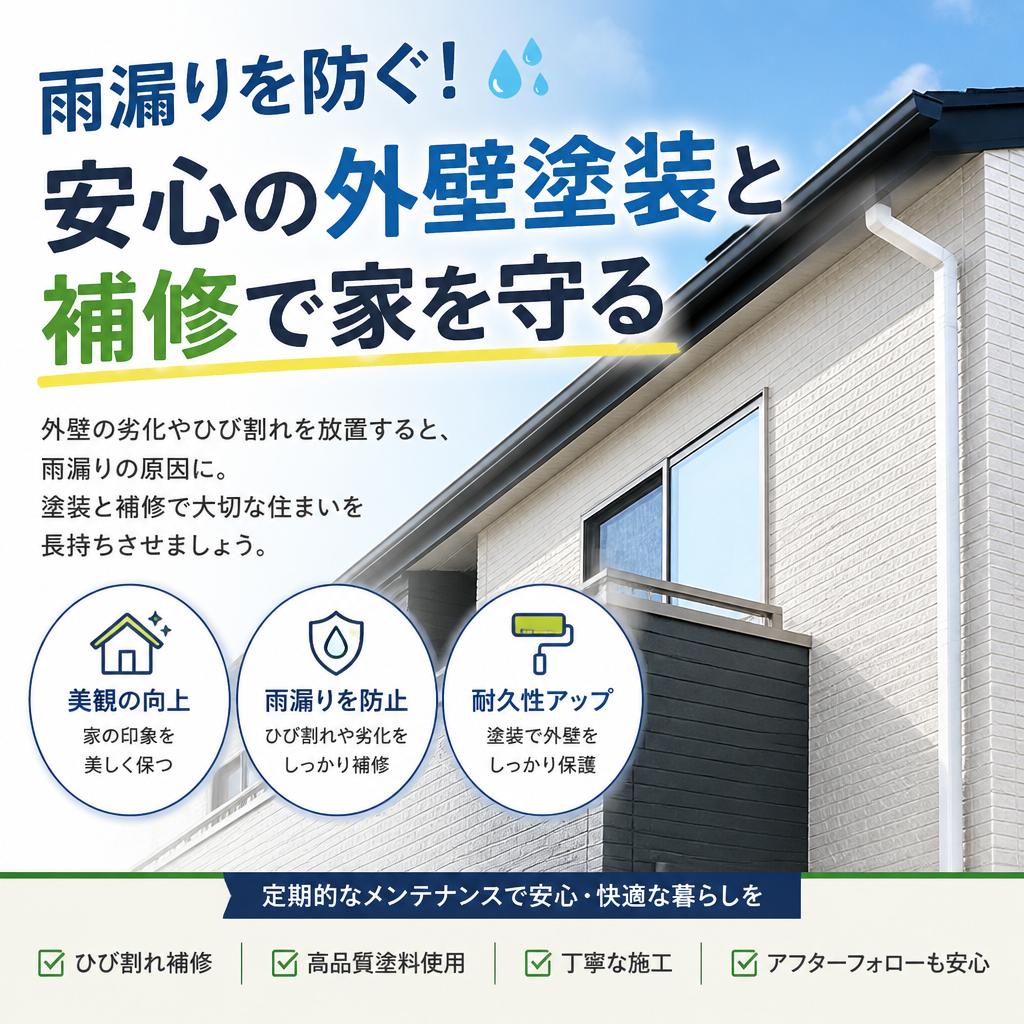 雨漏りを防ぐ！安心の外壁塗装と補修で家を守る