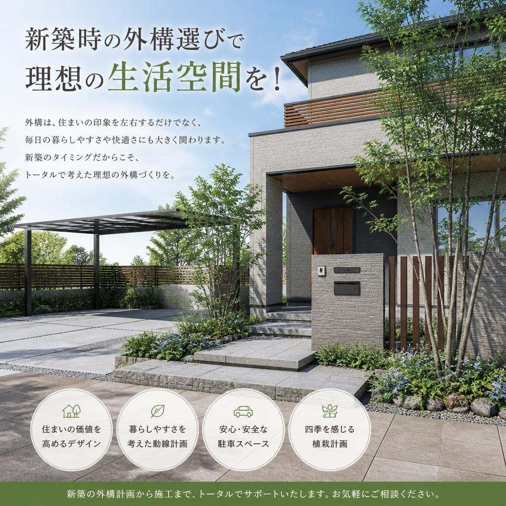 新築時の外構選びで理想の生活空間を！