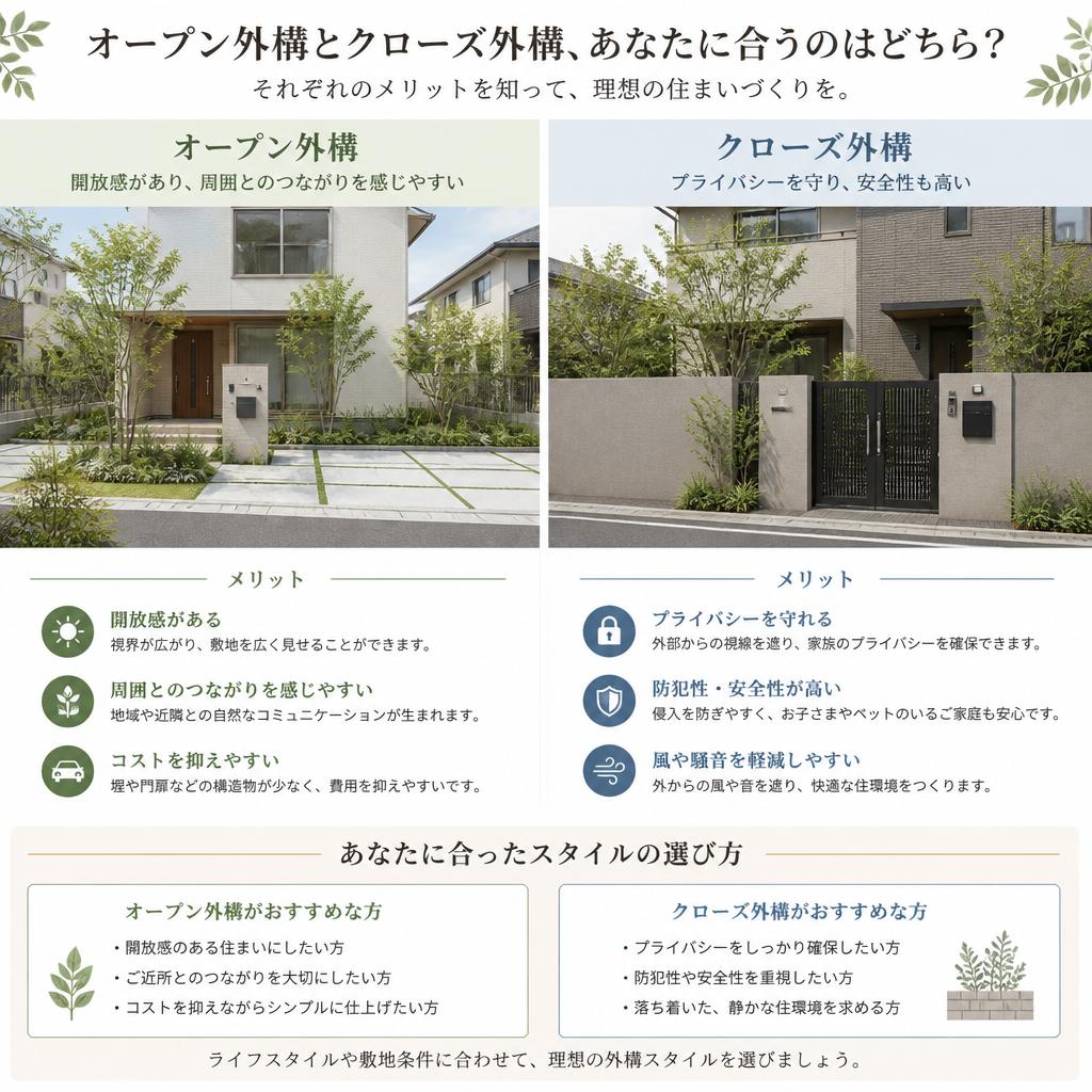 2.オープン外構 vs クローズ外構