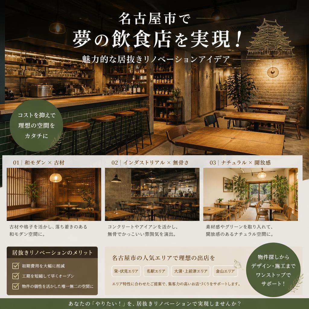 名古屋市で夢の飲食店を実現！魅力的な居抜きリノベーションアイデア