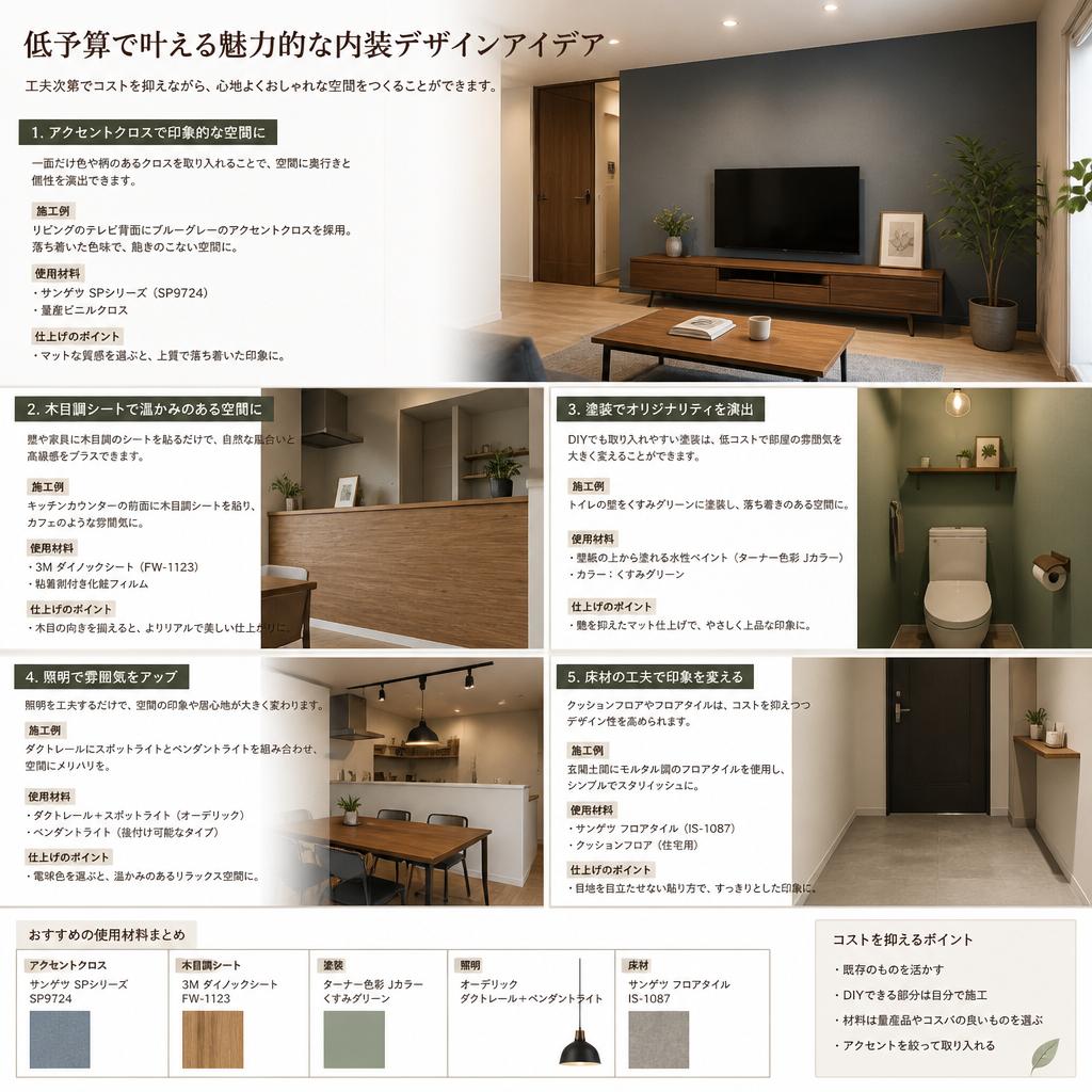 コストを抑えた内装デザインアイデア
