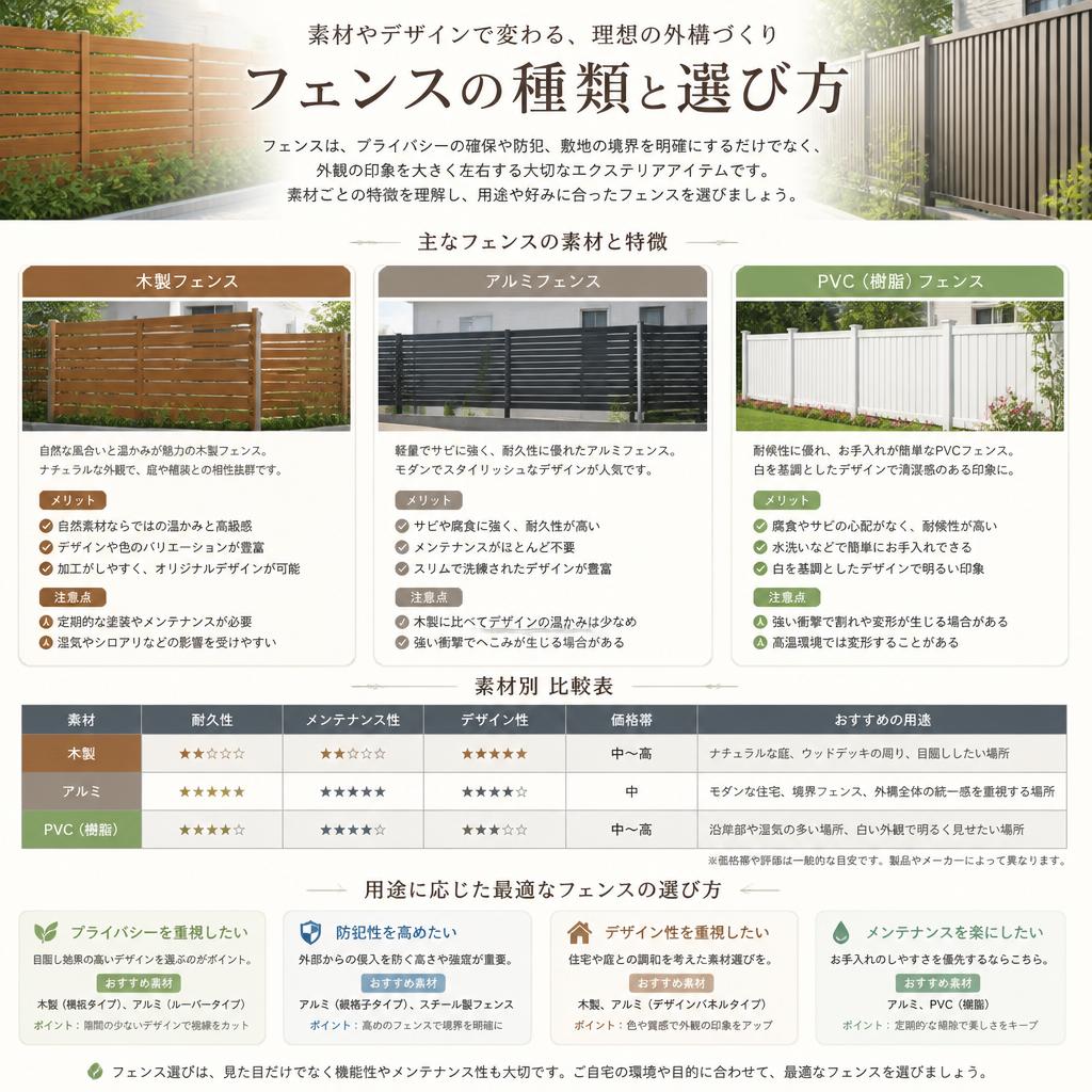 フェンスの種類と選び方