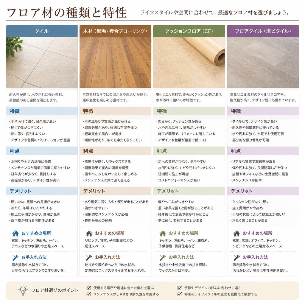 2. 選び抜かれた床材の種類と特性