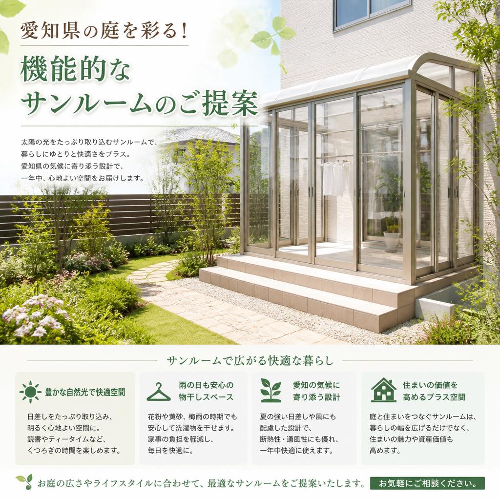 愛知県の庭を彩る！機能的なサンルームのご提案