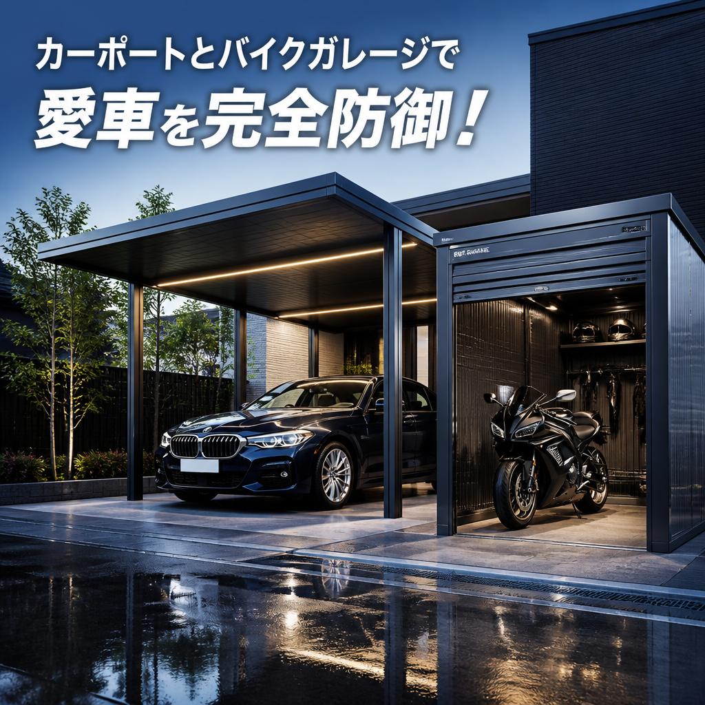 カーポートとバイクガレージで愛車を完全防御！