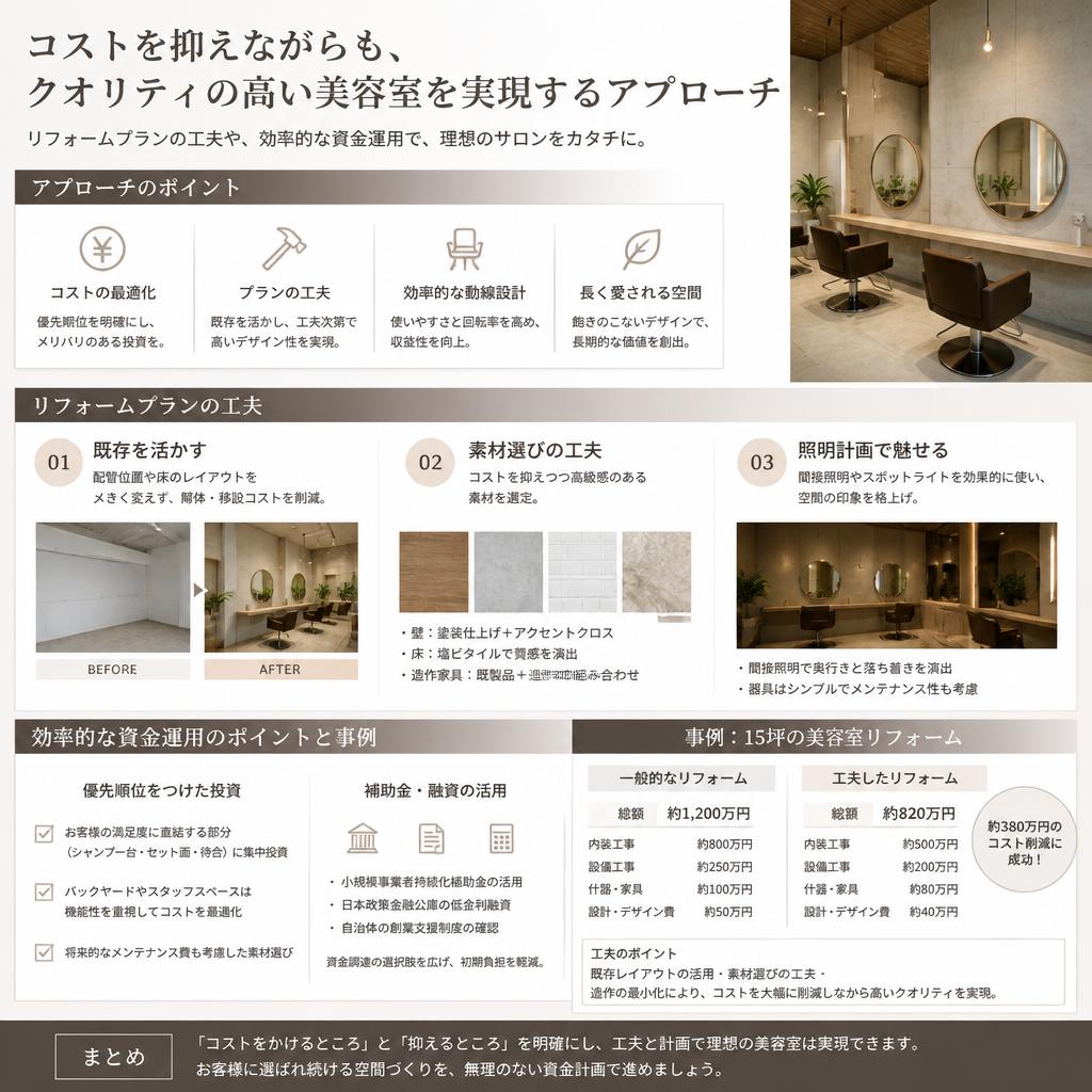 安いコストで魅力的な美容室を作る方法