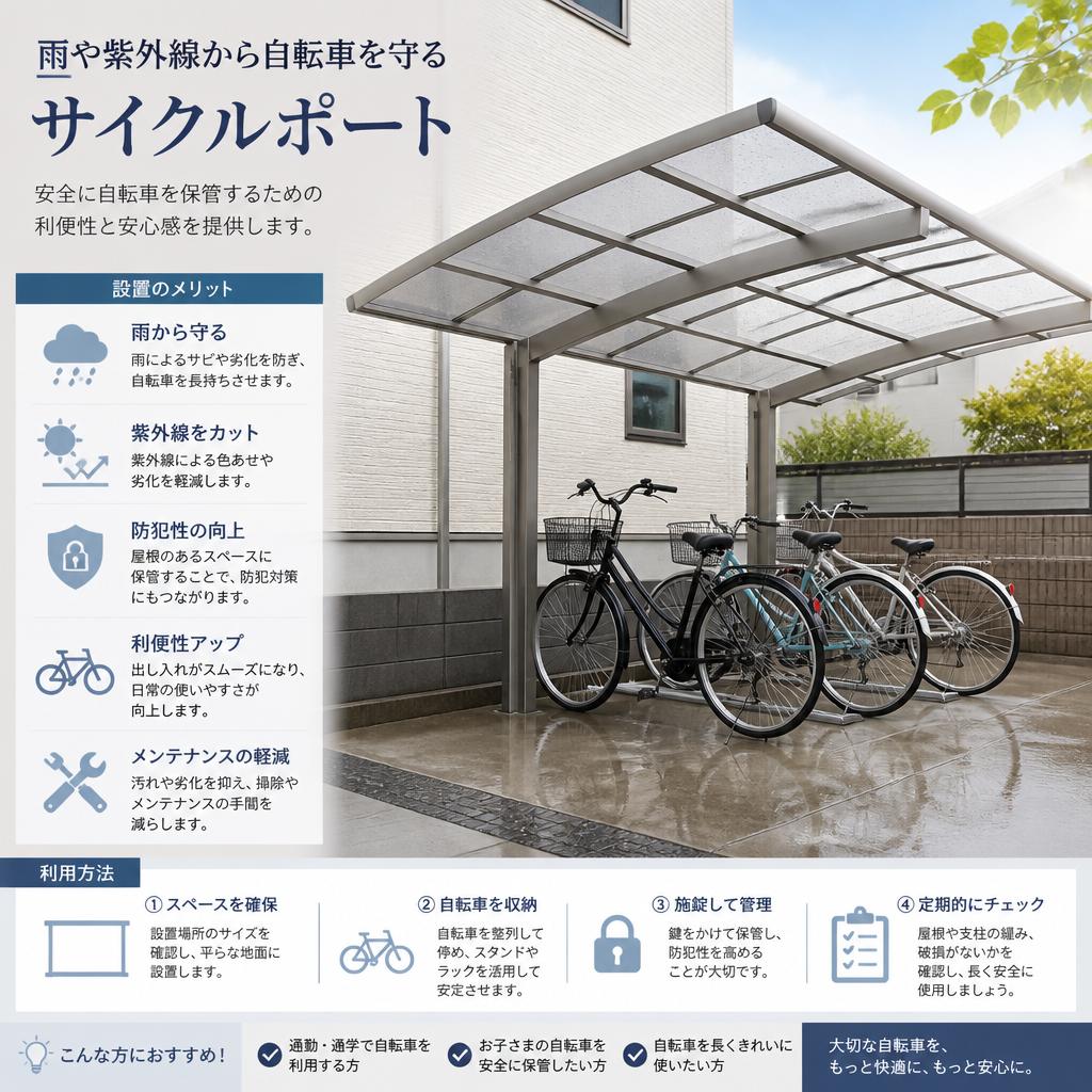サイクルポートで安心の自転車ライフ