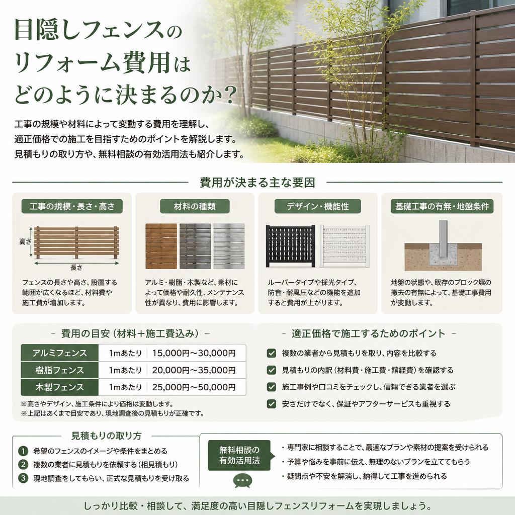 リフォーム費用のメインポイント