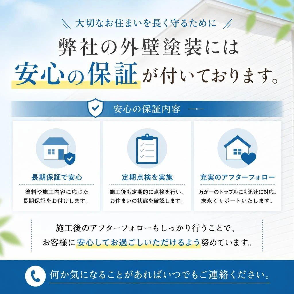 安心の保証とアフターフォロー