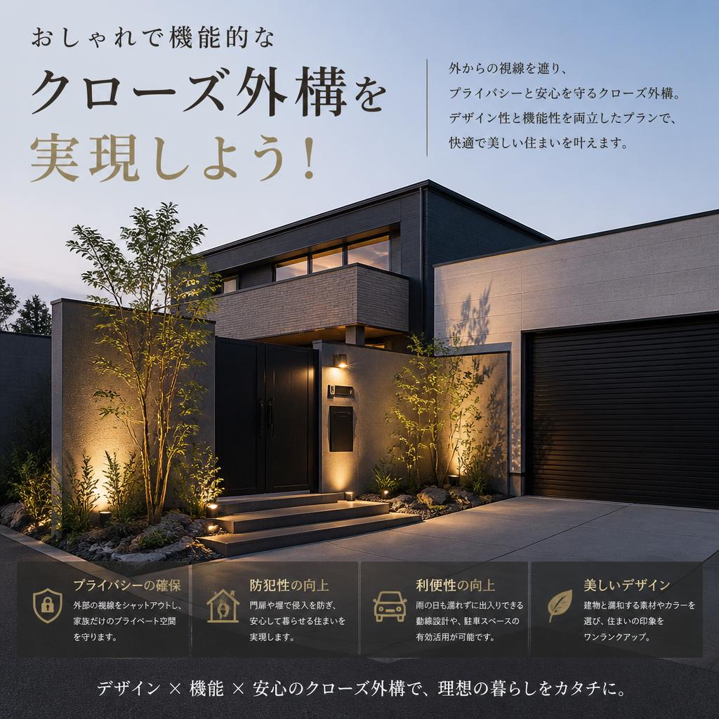おしゃれで機能的なクローズ外構を実現しよう！