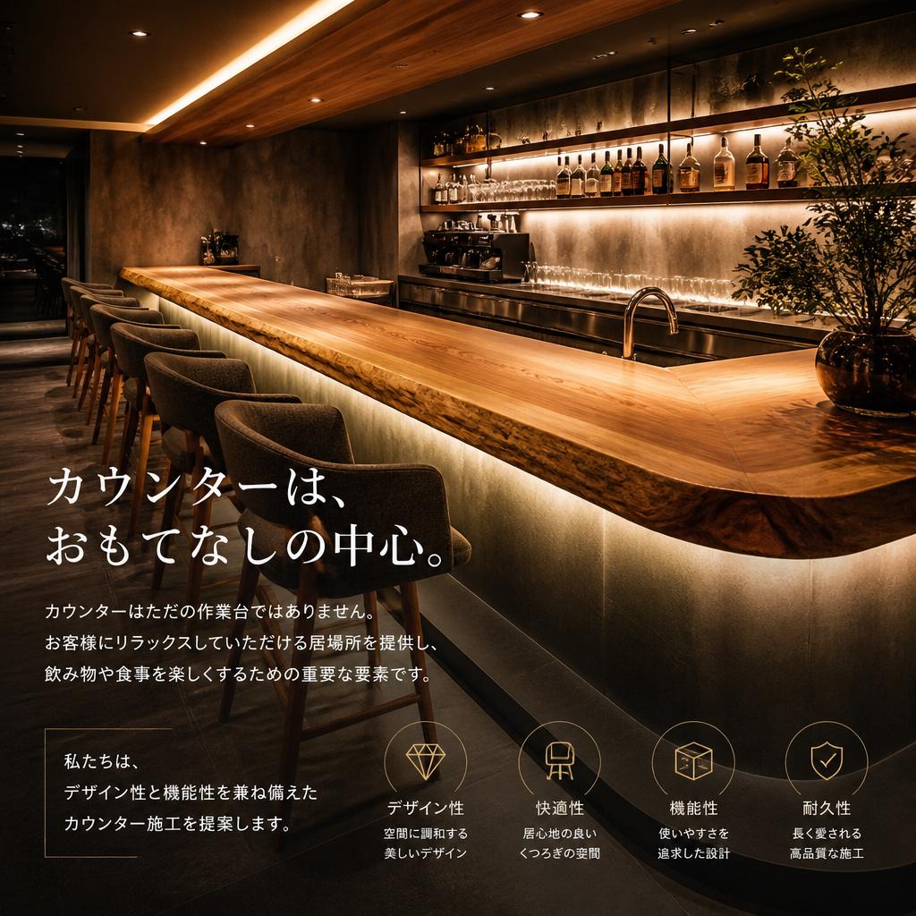 カウンター施工で理想を形にする