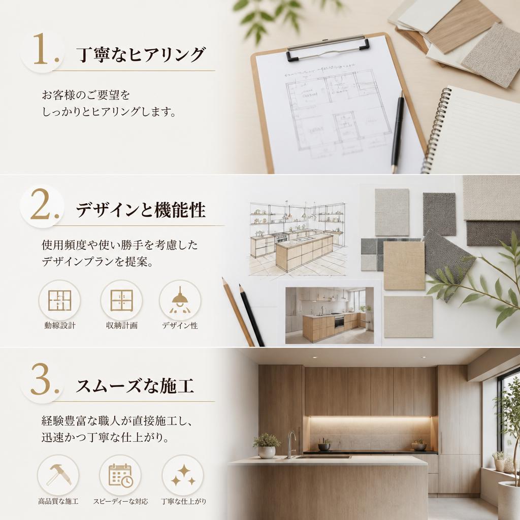 理想のキッチンを実現するための3つのポイント