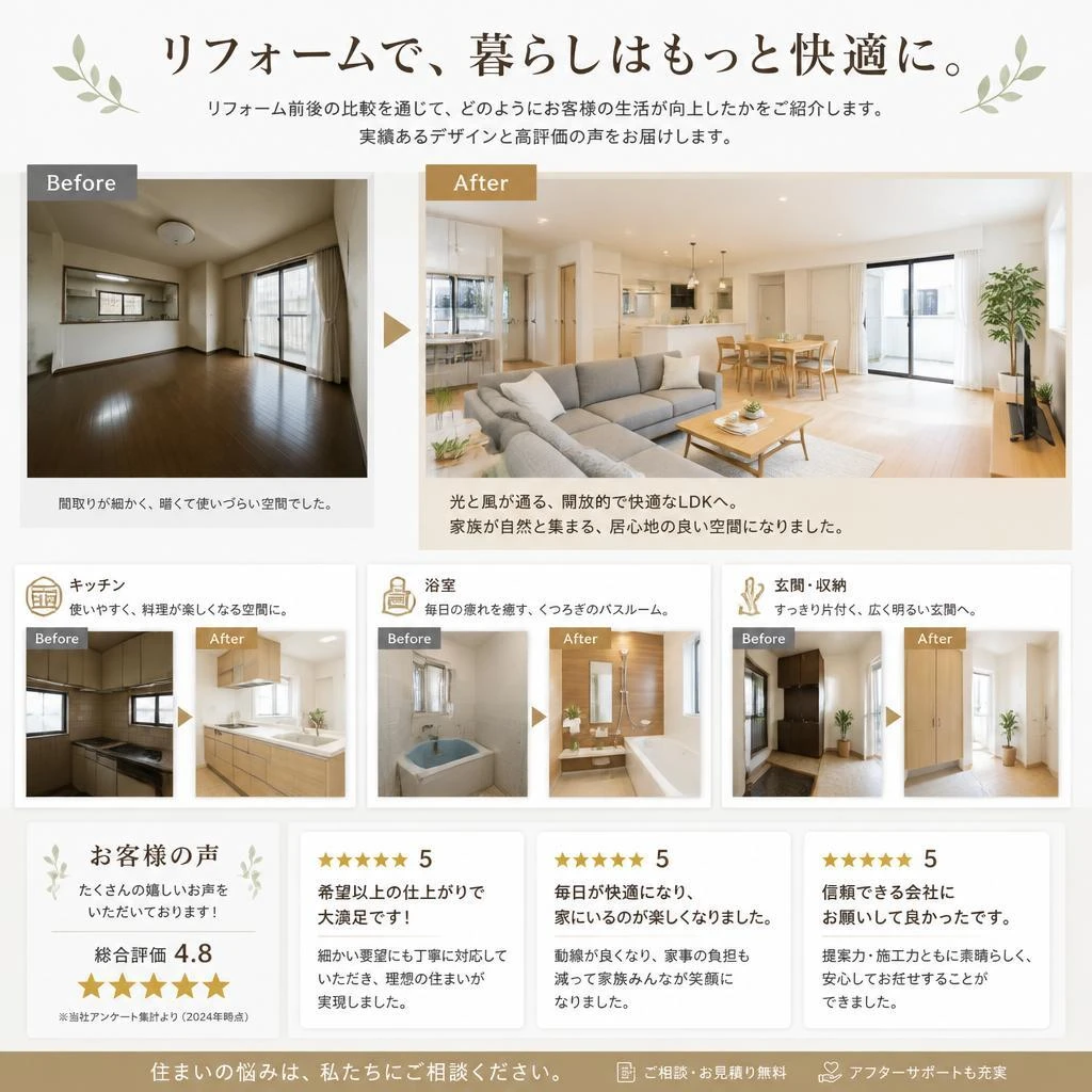 実績紹介：お客様の変化したキッチン