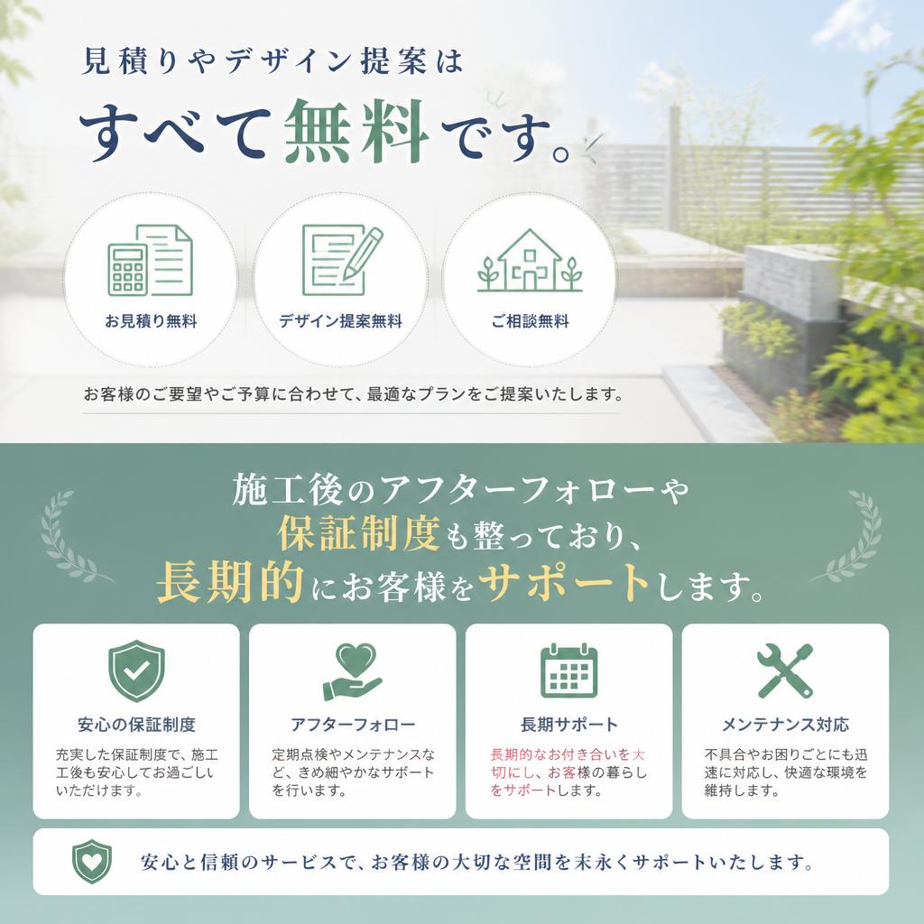 ご相談は無料！安心のアフターフォロー