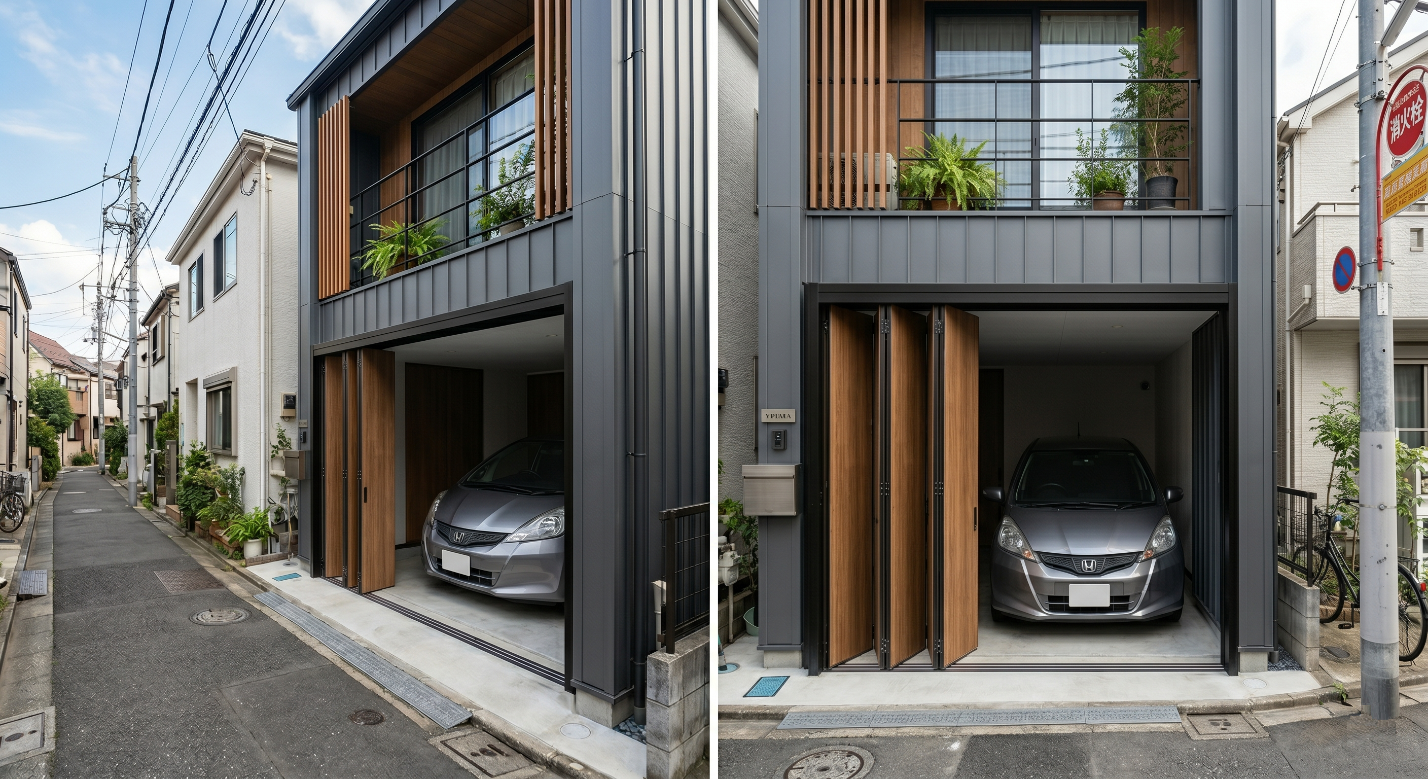 狭小住宅でも駐車場はスッキリ高効率！