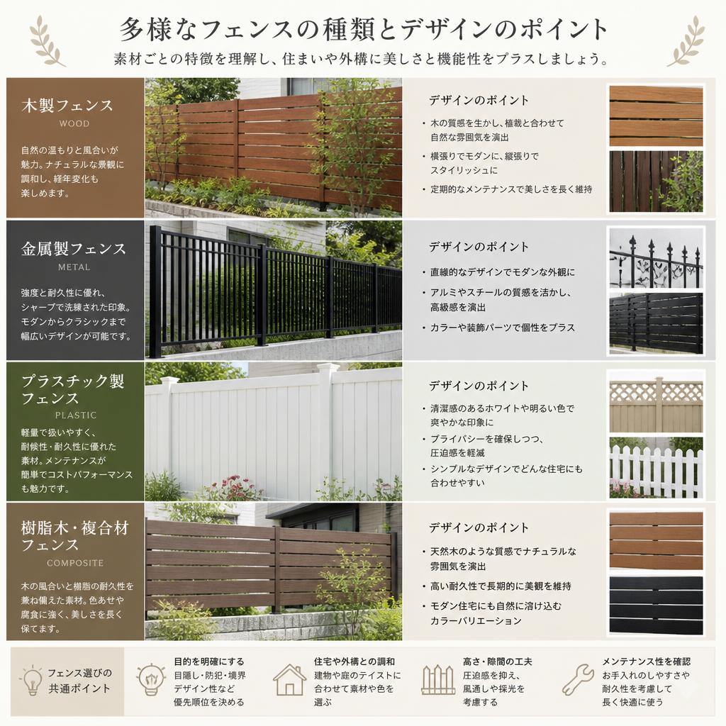 フェンスの種類とデザイン
