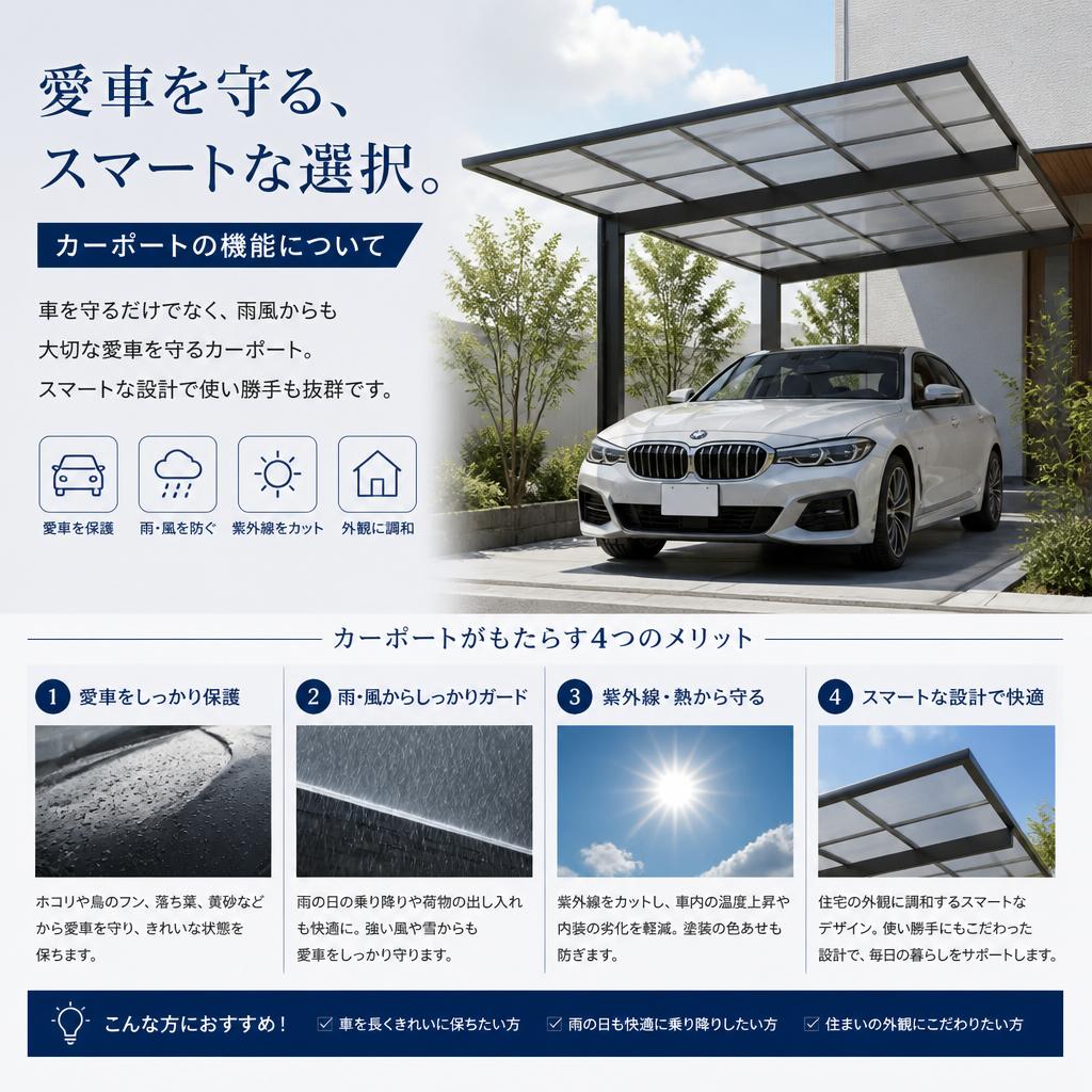 機能性重視のカーポート