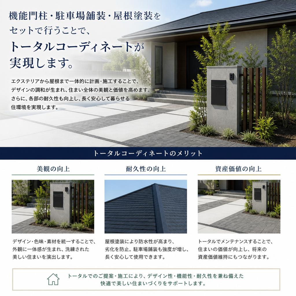3. 駐車場舗装・屋根塗装との相乗効果