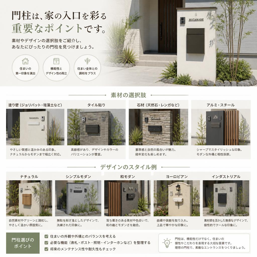 門柱の種類とデザイン