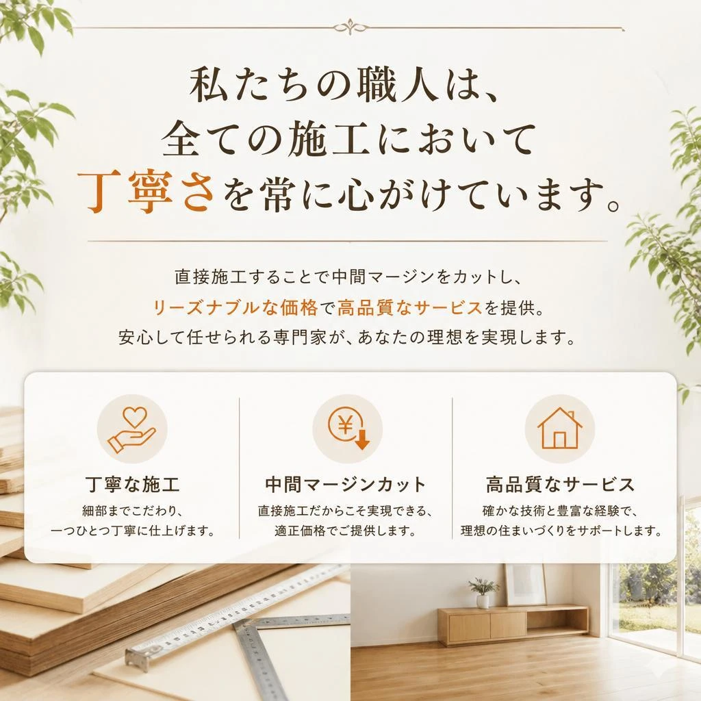 プロの職人による丁寧な施工