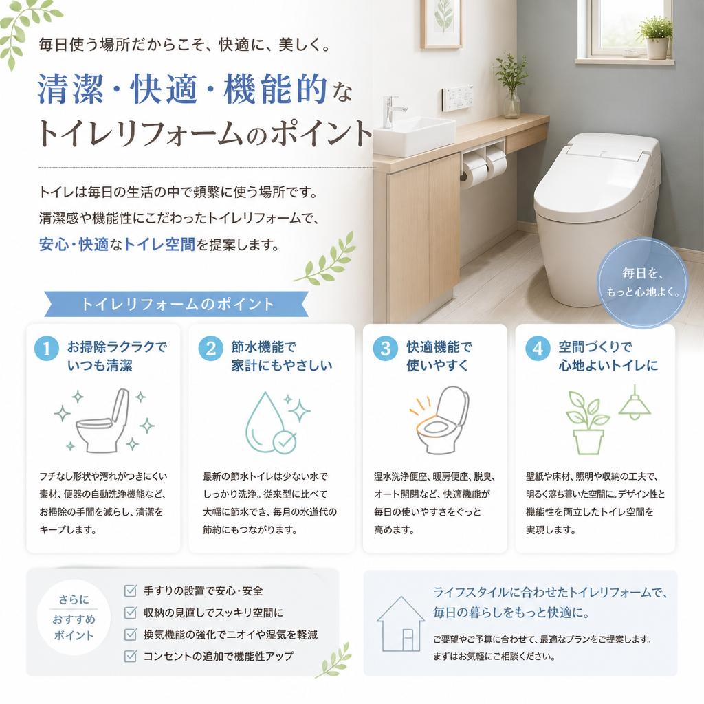 トイレのリフォームで日常をもっと快適に！