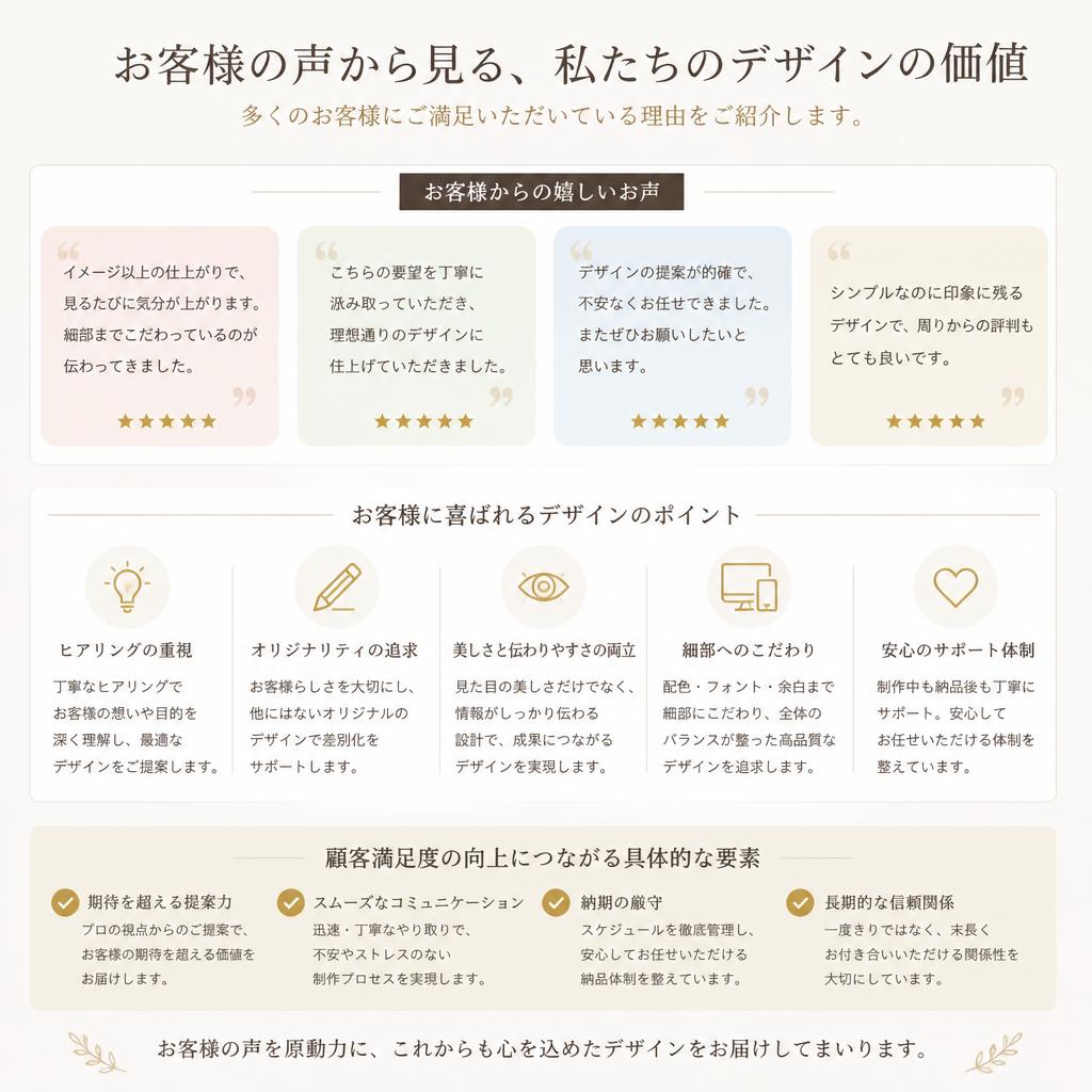 お客様の声：満足度が高い理由とは？